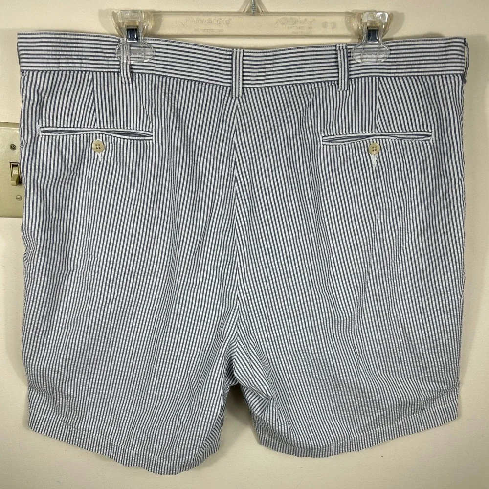 Polo Ralph Lauren Shorts Men 40 Blue Tyler Seersucker Striped Cotton 90s Vintage